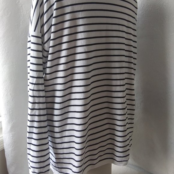 Adrienne Vittadini | Navy and Cream Long Sweater with Graphic Floral | XL - Picture 5 of 12